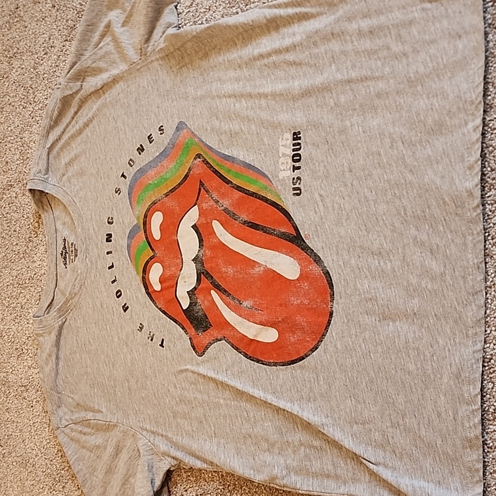 The Rolling Stones US Tour‎ 1975 T-Shirt Size XL 16-18, Gray